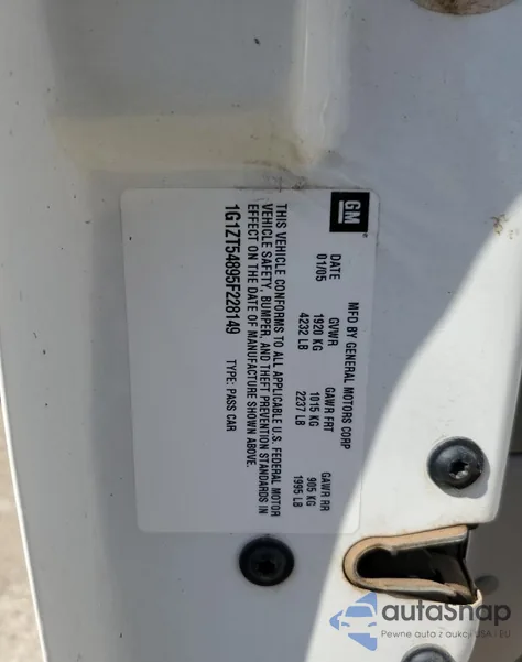 2005 Chevrolet Malibu Ls из США, поврежденный, VIN 1G1ZT54895F228149